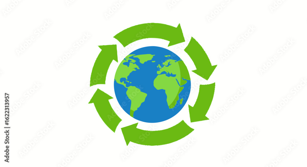 A Vibrant Depiction of Global Sustainability and Eco-Conscious Circularity with Green Arrows Enclosing the Earth A Vibrant Depiction of Global Sustainability and Eco-Conscious Circularity with Green Arrows Enclosing the Earth