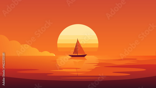 Sailboat Gliding Across Shimmering Ocean View