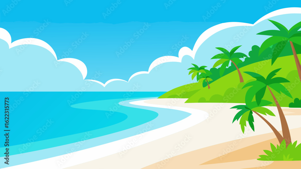 Fototapeta premium Pristine White Sand Beach and Clear Blue Sea