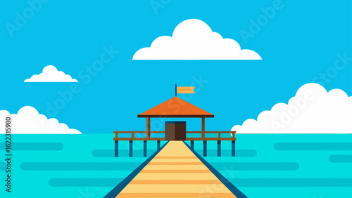 Wooden Pier Over Vibrant Turquoise Ocean