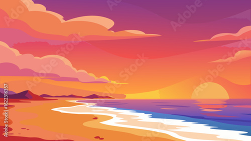 Serene Beach Digital Painting in Soft Colors