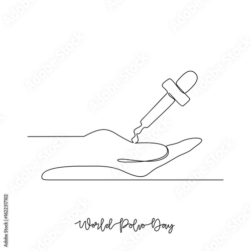 One continuous line drawing of World Polio Day vector illustration. World Polio Day themes design concept in simple linear continuous line. great vector design for social healthcare campaign.