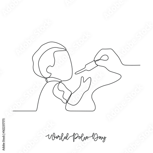One continuous line drawing of World Polio Day vector illustration. World Polio Day themes design concept in simple linear continuous line. great vector design for social healthcare campaign.