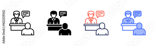 Interview icon set multiple style collection