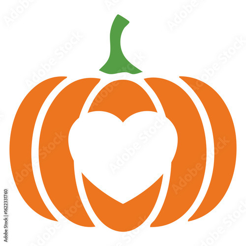 Icono con calabaza con corazón en espacio negativo para tarjetas y felicitaciones del Día de Acción de Gracias	