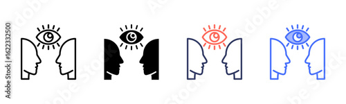 Eye Contact icon set multiple style collection