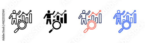 Analytics icon set multiple style collection