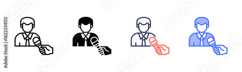 Interviewee icon set multiple style collection