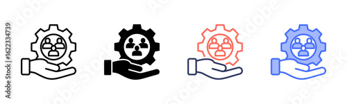 Human Resource icon set multiple style collection