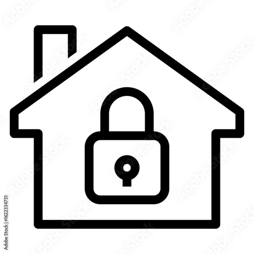 Logo Real Estate. Icono casa con candado con líneas