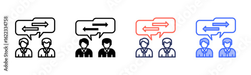 Communication icon set multiple style collection