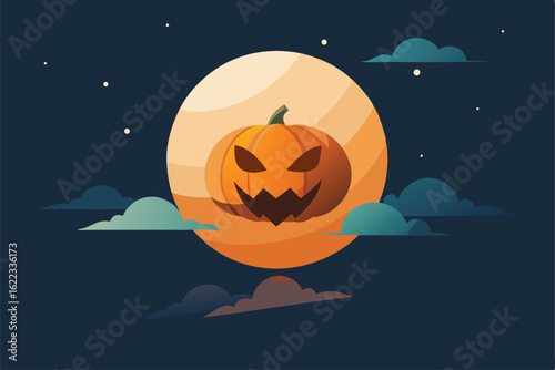 spellbound pumpkin flying through sky  .eps