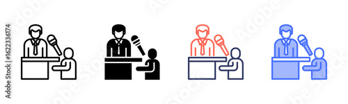 Interview icon set multiple style collection