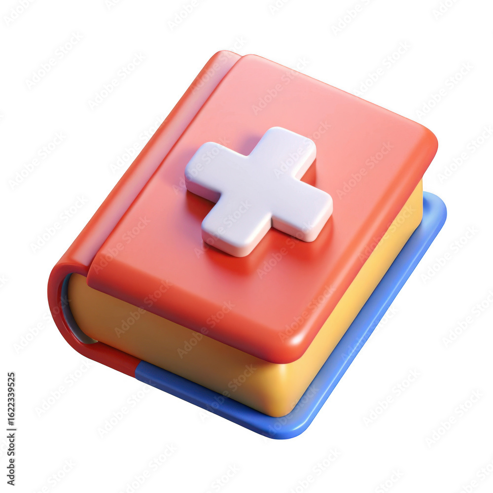 Fototapeta premium 3d render of medical book icon isolated on transparent background