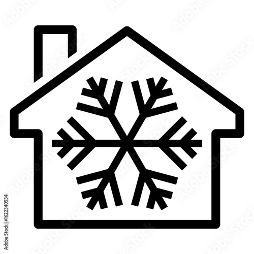Icono casa con copo de nieve con líneas 