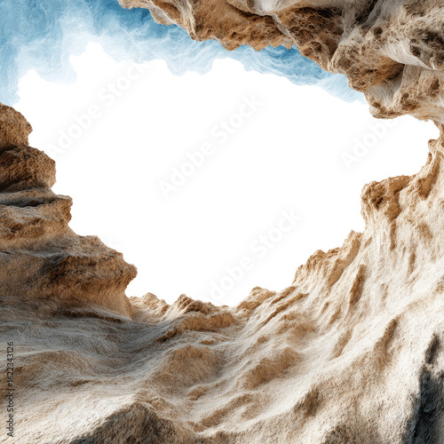 Cave interior, dark shape outlined