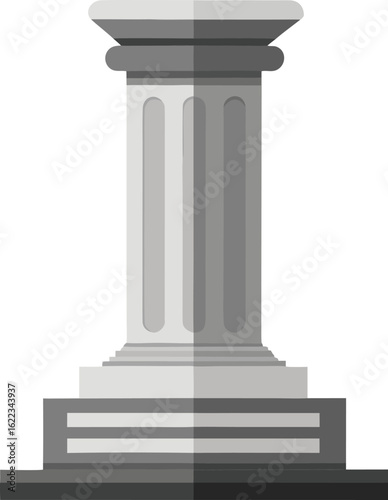 Classic greek column with fluting and pedestal