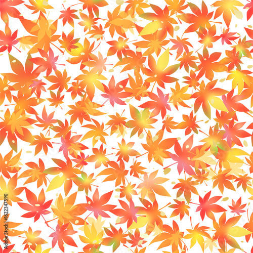 紅葉シームレスパターン　秋色グラデーション