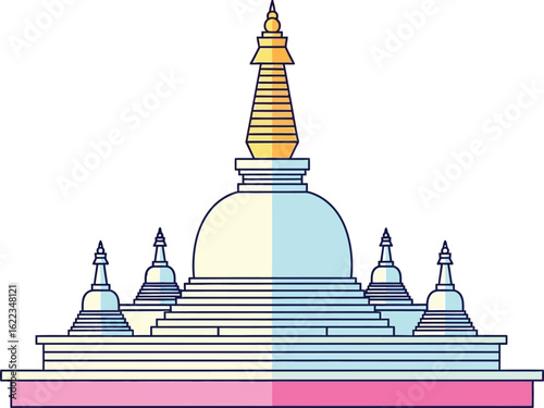 Vector graphic of buddhist stupa temple illustration and religious architecture