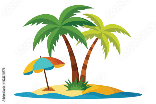 Palm trees and parasol