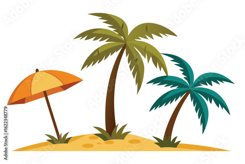 Palm trees and parasol