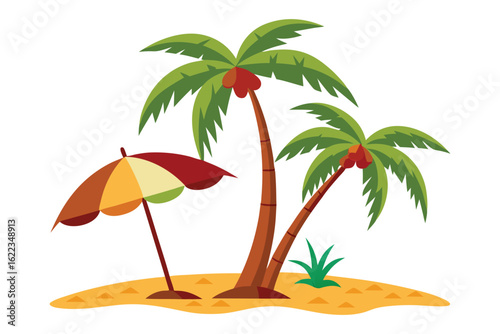 Palm trees and parasol