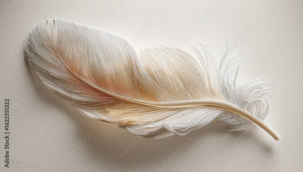 Obraz premium Soft, light beige feather on a light background