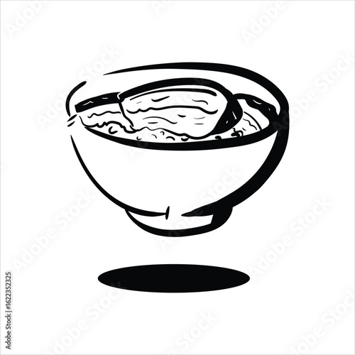 Lineart Braised Pork Vector Illustration Minimalist Lineart Style