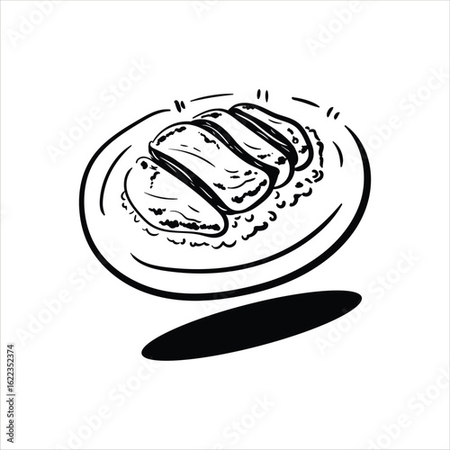 Lineart Char Siu Vector Illustration Minimalist Lineart Style