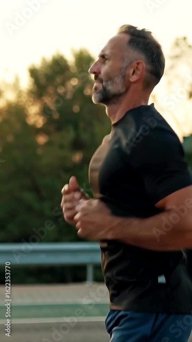 Man is running in the park 