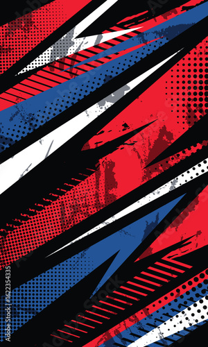 Abstract red blue and white stripes racing wallpaper for sublimation jersey