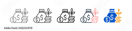 Investment different style icons set vector illustration. 
