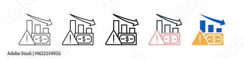 Financial Crisis different style icons set vector illustration. 