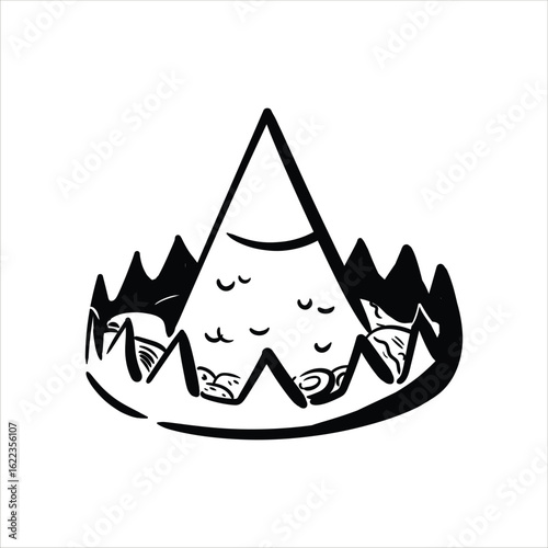 Lineart Nasi Tumpeng Vector Illustration Minimalist Lineart Style