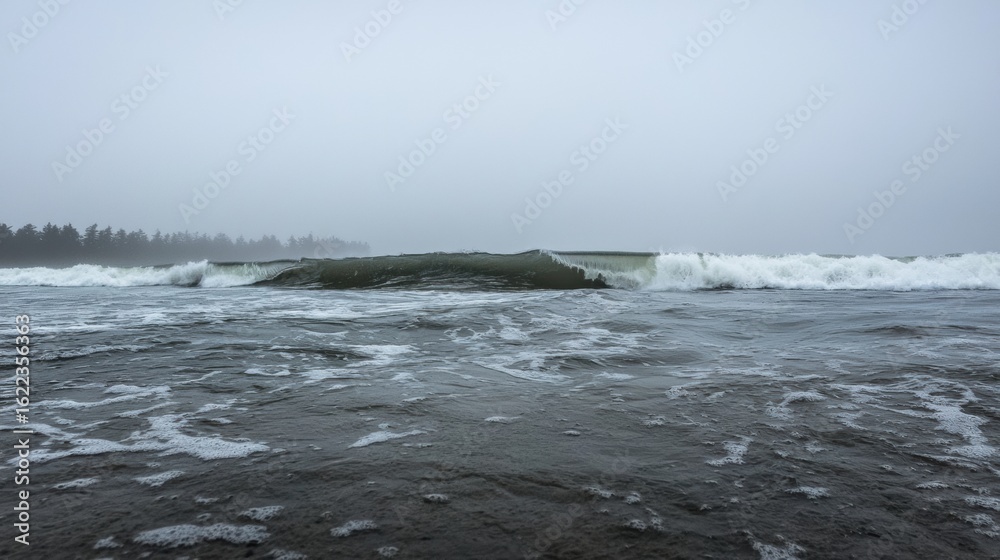 Fototapeta premium A large wave crashing on the shore.