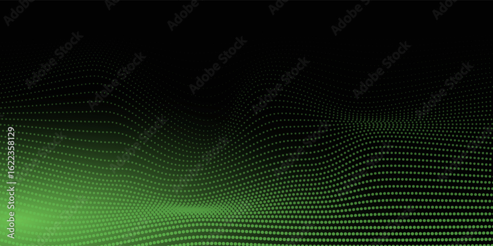 Obraz premium Abstract black background and green ball