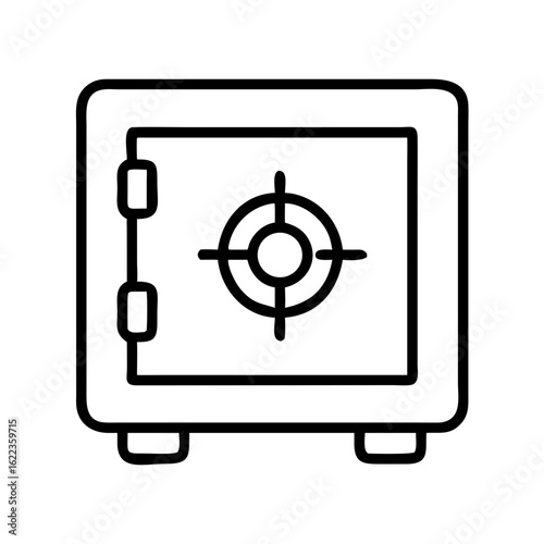 Safe with lock symbol in modern thin line style illustration  