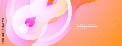 Abstract fluid shapes, soft gradients. Peach, pink hues dominate composition. Modern design element for backgrounds.