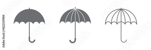 Umbrella icon set. Protection parasol symbol. Vector illustration isolated on white background