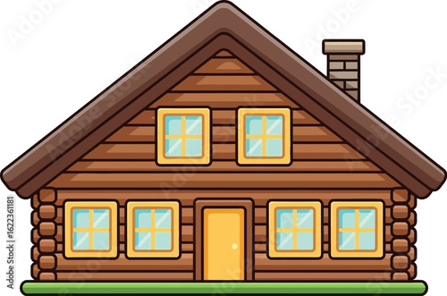 Cartoon log cabin illustration vector image for graphic design and children art