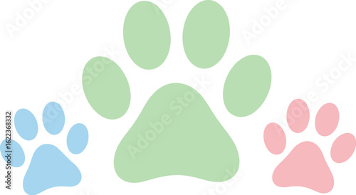Colorful paw prints vector art design for pet lovers and animal rescue groups