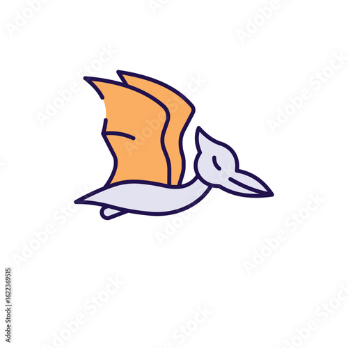 Pterodactyl icon design with white background stock illustration