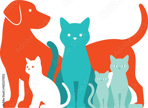 Dog and cat vector illustration for pet adoption and animal rescue services