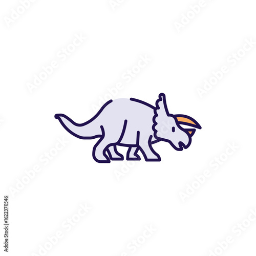 Triceratops icon design with white background stock illustration