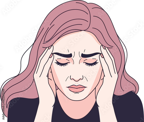 Understanding migraine symptoms woman holding head in pain and seeking relief