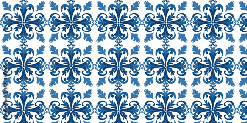 vector illustration of blue seamless mosaic artwork on ceramic tile