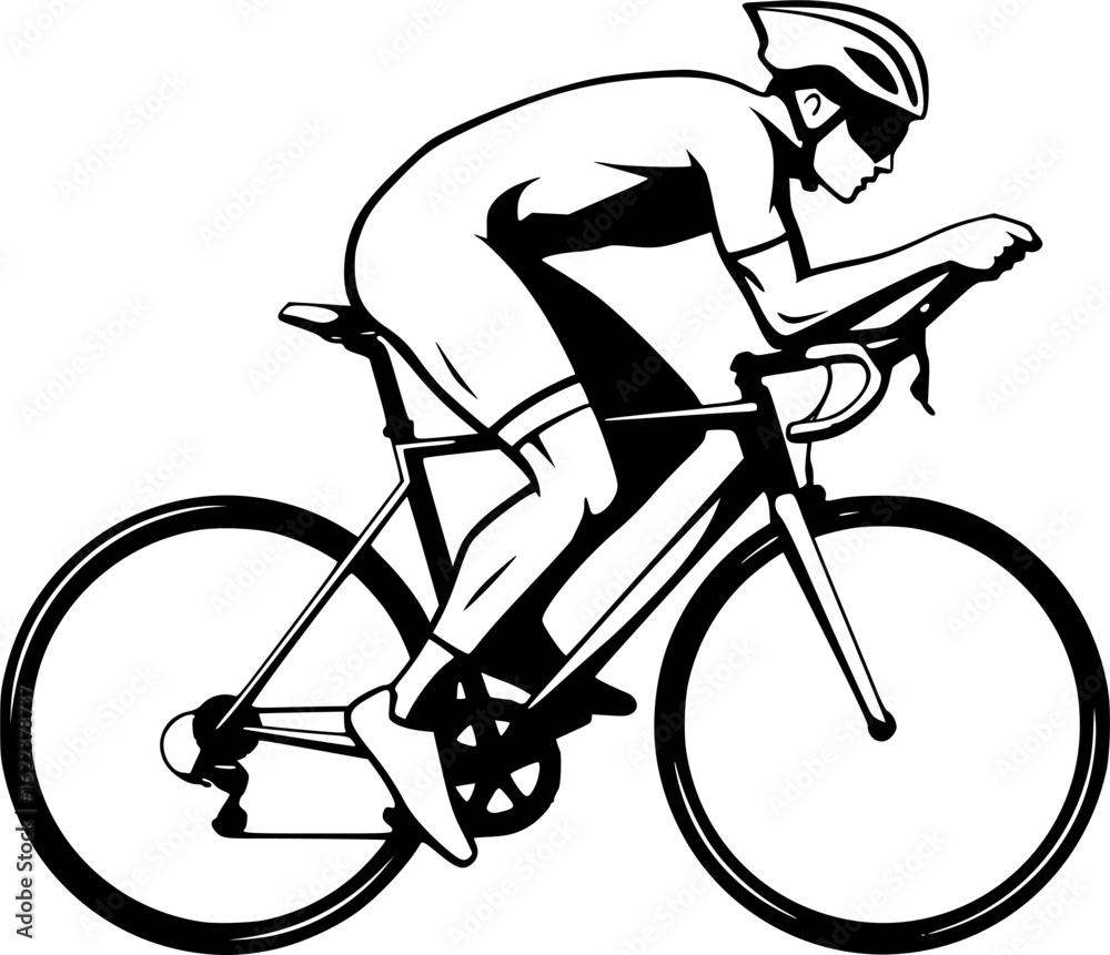 Fototapeta premium high quality race bicyclist silhouette - vector. Transparent background PNG, cutout 