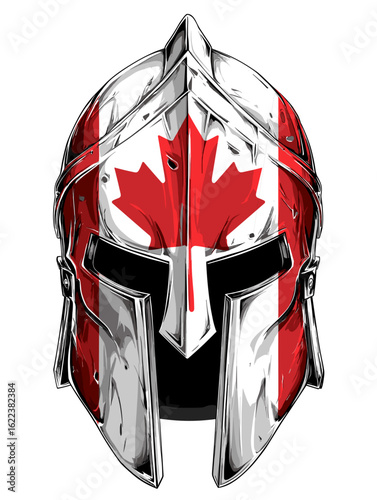 Spartan helmet with canada flag vector illustration