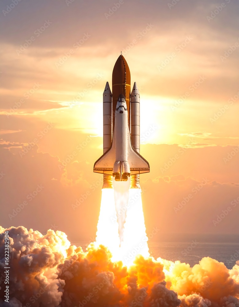 Naklejka premium Rocket launch at sunrise (1)