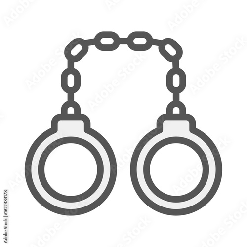 handcuffs filled outline icon. arrest color line illustration.